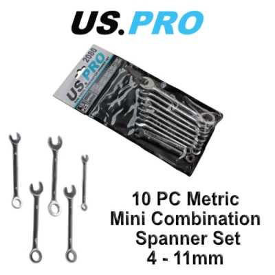 US PRO 10 Piece Metric Mini Equal Combination Spanner Set 4 - 11mm 2080