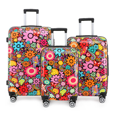 Coque Rigide Roue Valise Set Fleur Imprimé Baggage Léger Cabine
