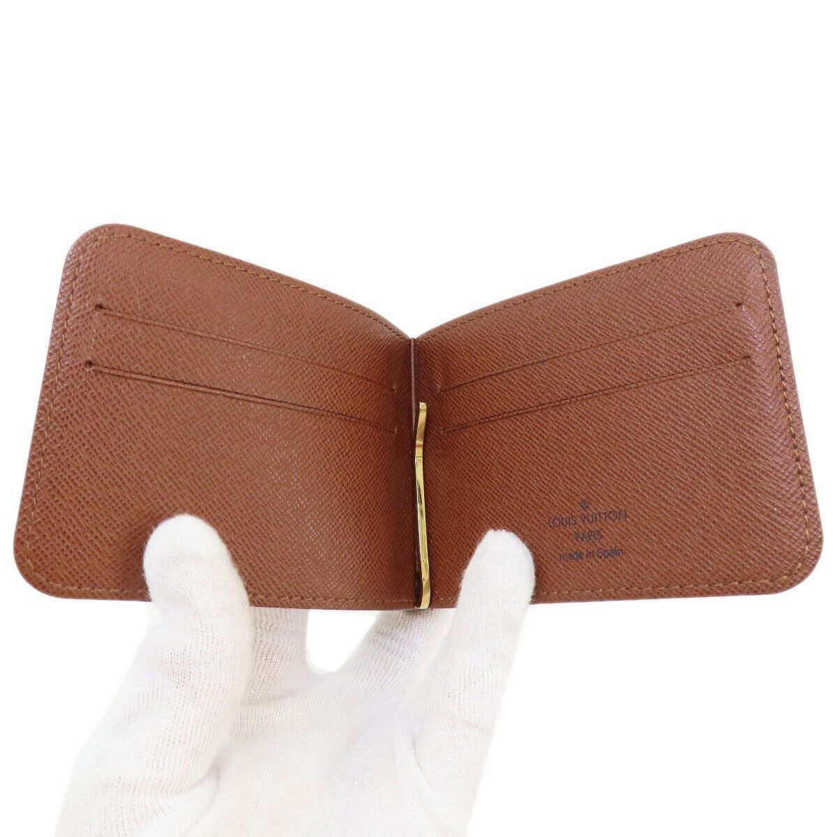 LOUIS VUITTON Monogram Money Clip Wallet Billfold 47908