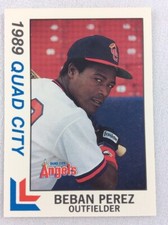 1989 Quad City Angels-Eastern League-BEST Baseball Card-Beban Perez