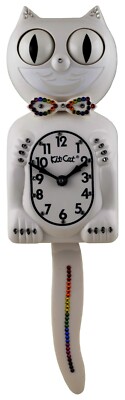Rainbow White  Kit-Cat Klock Swarovski Authorized Custom Edition Jeweled Clock
