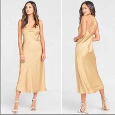 Show Me Your MuMu Verona Cowl Dress in True Gold Luxe Satin size M