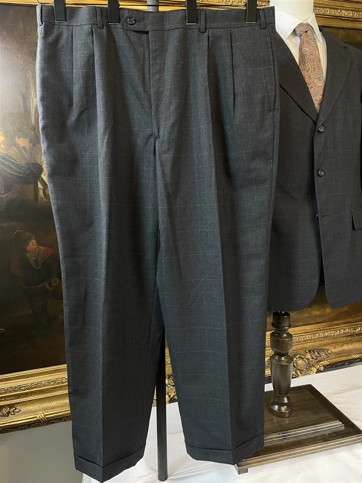 Bill Blass Premier Collection 46S 38 x 28 USA MADE Windowpane Check Wool Suit - Image 2 of 4
