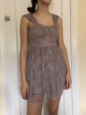Topshop Fab Dress BNWT Floral Mink Lace Pleated Dress uk 8 RRP £49.00