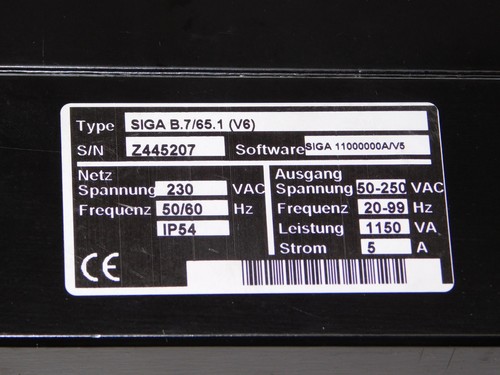 Afag SIGA B.7/65.1 (V6) Jahn Frequency Controller Module Vibration Feeder Unit - Picture 4 of 4