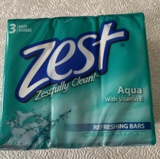 Zest Aqua Refreshing Bars with Vitamin E Bars 12 Oz Pack Of 3 Sealed, New