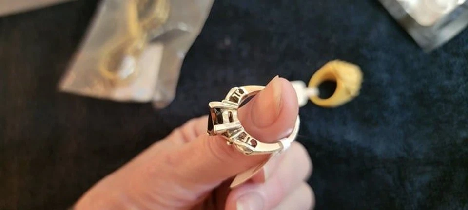 Anel de prata esterlina com pedra preciosa topázio esfumaçado tamanho 7 coquetel solitário forma de pêra - Imagem 2 de 4