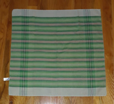 Vintage ECHO Green Red Orange Striped 100 Cotton Square Scarf 21" France