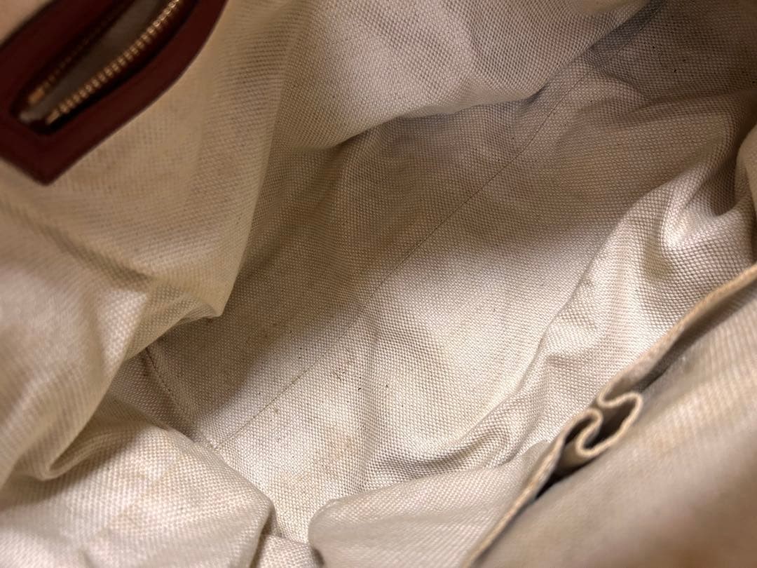 GUCCI GG Canvas Leather Tote Bag Beige Brown Authentic Used thumbnail 8