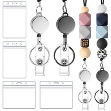 Retractable Lanyard for ID Badges 6 in 2 Set Teacher Lanyard with Holder