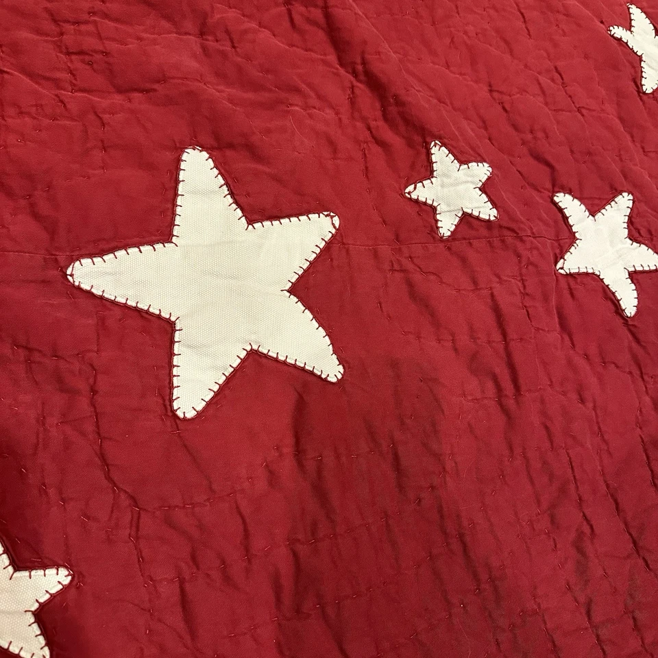 Pottery Barn Kids Vintage Star Quilt Red & White  Full Queen 86x86 - Image 2 of 4