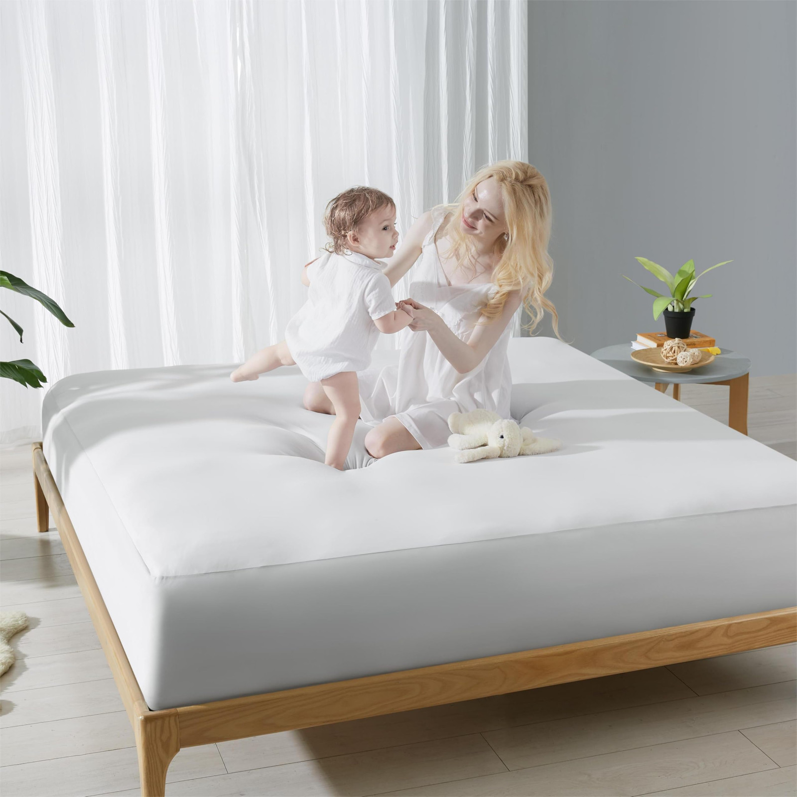 Mattress Topper&Cooling Mattress Protector Bed Fitted Sheet Set, Deep Pocket&...