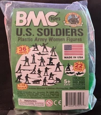 BMC Toys Plastic Army Women Green Female Military Soldier MWD Figures USA Made