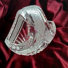 Bleikristall geschliffenes Glas Posy Korb Stern geplatzter Boden 4,5" hoch kompliziertes Muster