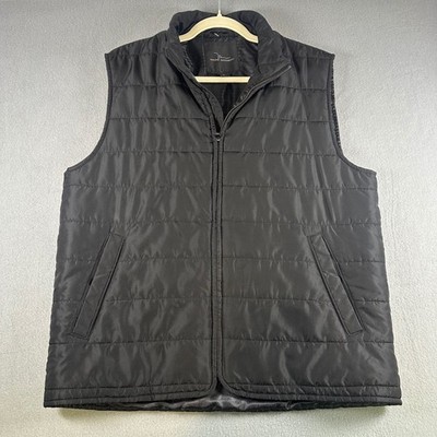 Marc Anthony Mens Black Quilted Puffer Vest Full Zip Sleeveless Jacket Large
