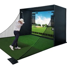 Golf Simulator Enclosure Kit with Premium HD Impact Screen, Full Safety Paddi...
