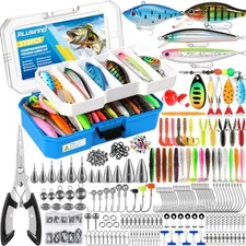  Fishing Tackle Box with Tackle Included, 373PCS Fishing Lures Kit with 
