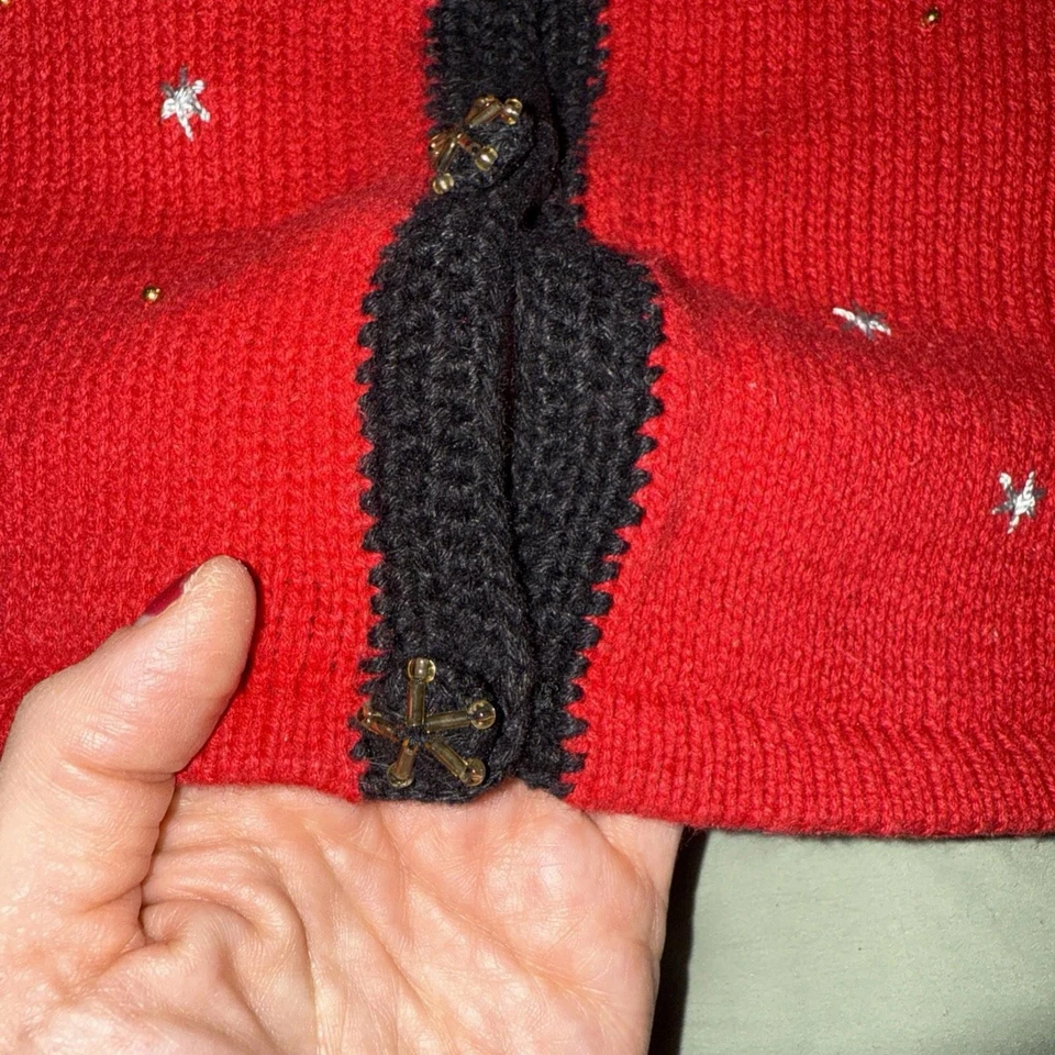 Suéter de Natal renas frente de encaixe com miçangas GG/G? Festa Sparkle Office Vovó - Imagem 3 de 4