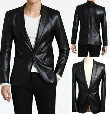 Zayn Leder Schwarz Blazer Stylische Herren Echt Lammleder Lederjacke/Mantel...