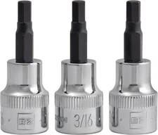 "3/16"" Hex Bit Socket/Allen Driver Three Pack (3/8"" Drive, Short) "