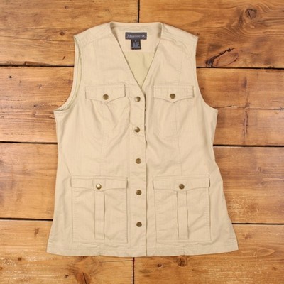 Vintage Magellans Nylon Weste M Damen 90er beige Magellans Baumwolle Knopfweste