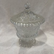 Vintage Pressed Glass Footed Candy Dish With Lid