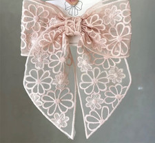 Large Pink Floral Lace Hair Bow Clip Bow Knot Gauze.
