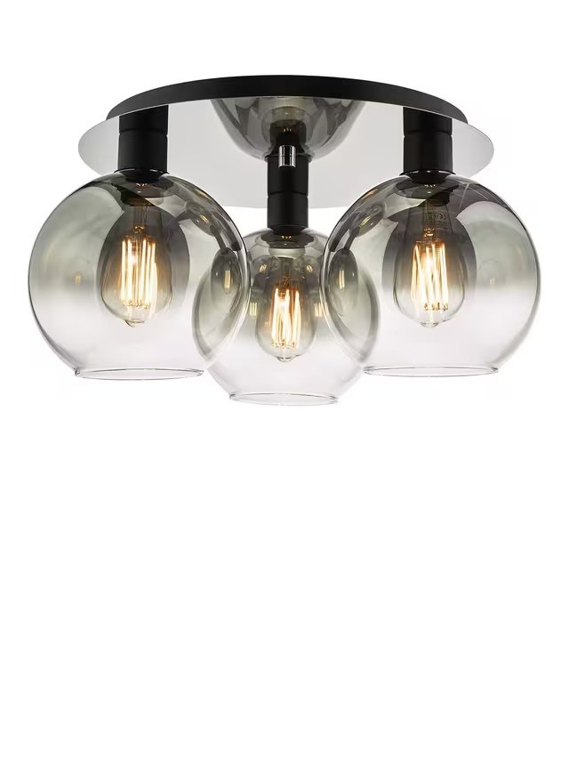 Där Lycia Flush 3 Arm Dimmable Mirror Pendant Ceiling Light Black Ombre (Dirty)