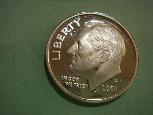 Beautiful Uncirculated 2007 S Silver Proof Roosevelt Dime - actual coin in pic