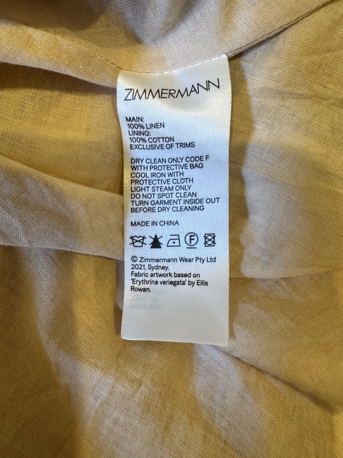 Zimmermann Dress Size 1/AU 10/US 6 Candescent Swing Linen Floral Plunge Mini