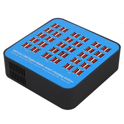 Intelligent USB Charging Station 60 Ports PC ABS Fire Retardant Shell 300W 1 Hot