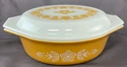 Vintage Pyrex Butterfly Gold 043 Oval 1 1/2 Quart Casserole Dish with Lid - NICE