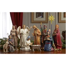 Beautiful Multicolor Nativity Scene Set with 11 Characters for Christmas Joy