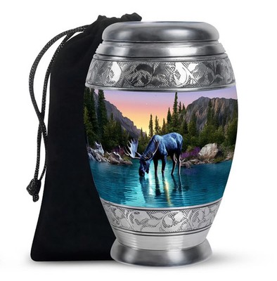 Serene Moose Funeral Urns For Human Ashes Adult Women Unique Urn (10 Inch)