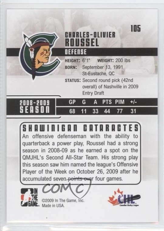 2009-10 ITG Heroes and Prospects Charles-Olivier Roussel #105 - Image 2 of 2