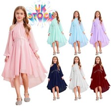 Girls Junior Sparkly Chiffon Formal Party High Low Hem Junior Bridesmaid Dresses