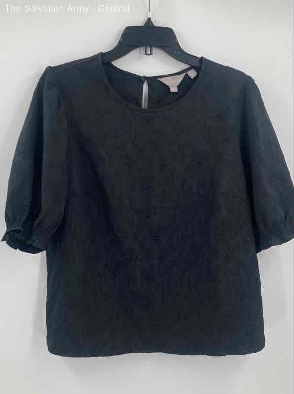 Ted Baker Womens Black Floral Short Sleeve Embroidered Blouse Top Size Large