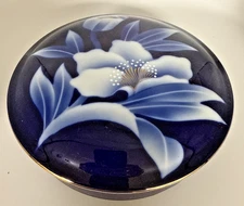 VTG Ceramic Trinket Dish Bowl lidded Fred Roberts Floral Vanity Japan 6.25" READ