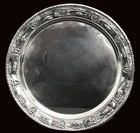 Rose Point by Wallace Sterling Silver  12" Round Ruffled Edge Tray 521 Grams