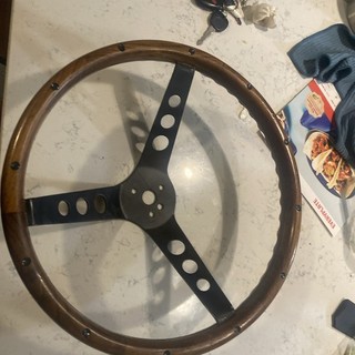 STEERING WHEEL 13.5" Wood Deep Set Not Sure What It Goes To Or Even The Brand