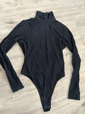 REFORMATION Black Mock Neck Long Sleeve One Piece Bodysuit Womens sz Medium
