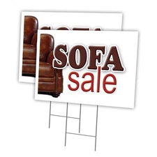 SOFA SALE 2 Pack Of 12" x 16" Yard Sign & Stake | Advertise Your Business | S...
