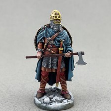Viking figure 54 mm 1/32, Painted tin toy soldier, Anglo-Saxon warrior with axe