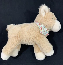 12" Hug & Luv Plush Tan Calf Cow LLama Floral Neck Bandana Soft For All Ages