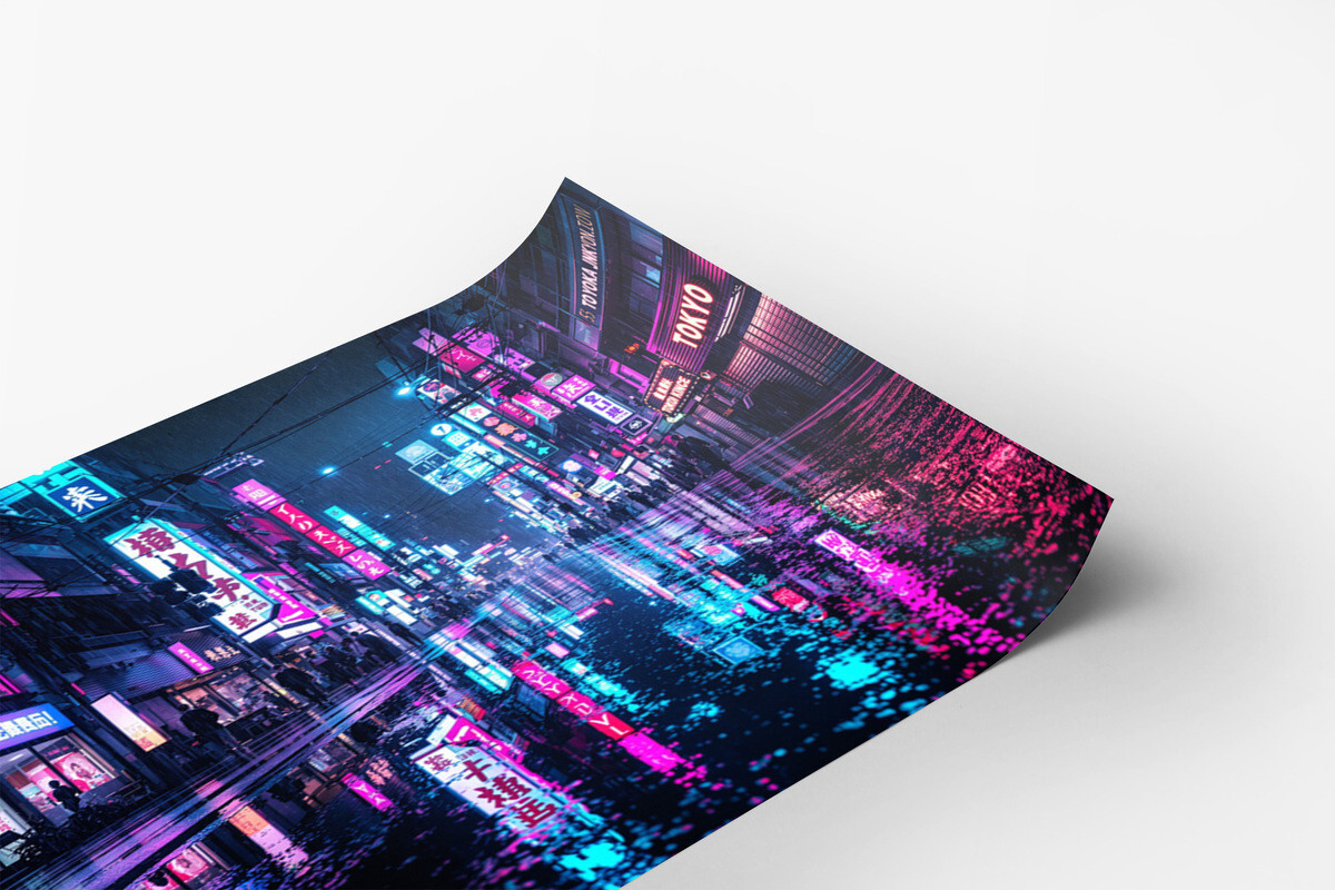Neon Tokyo Cyberpunk Rain Street Poster 18 x 24 in B | eBay