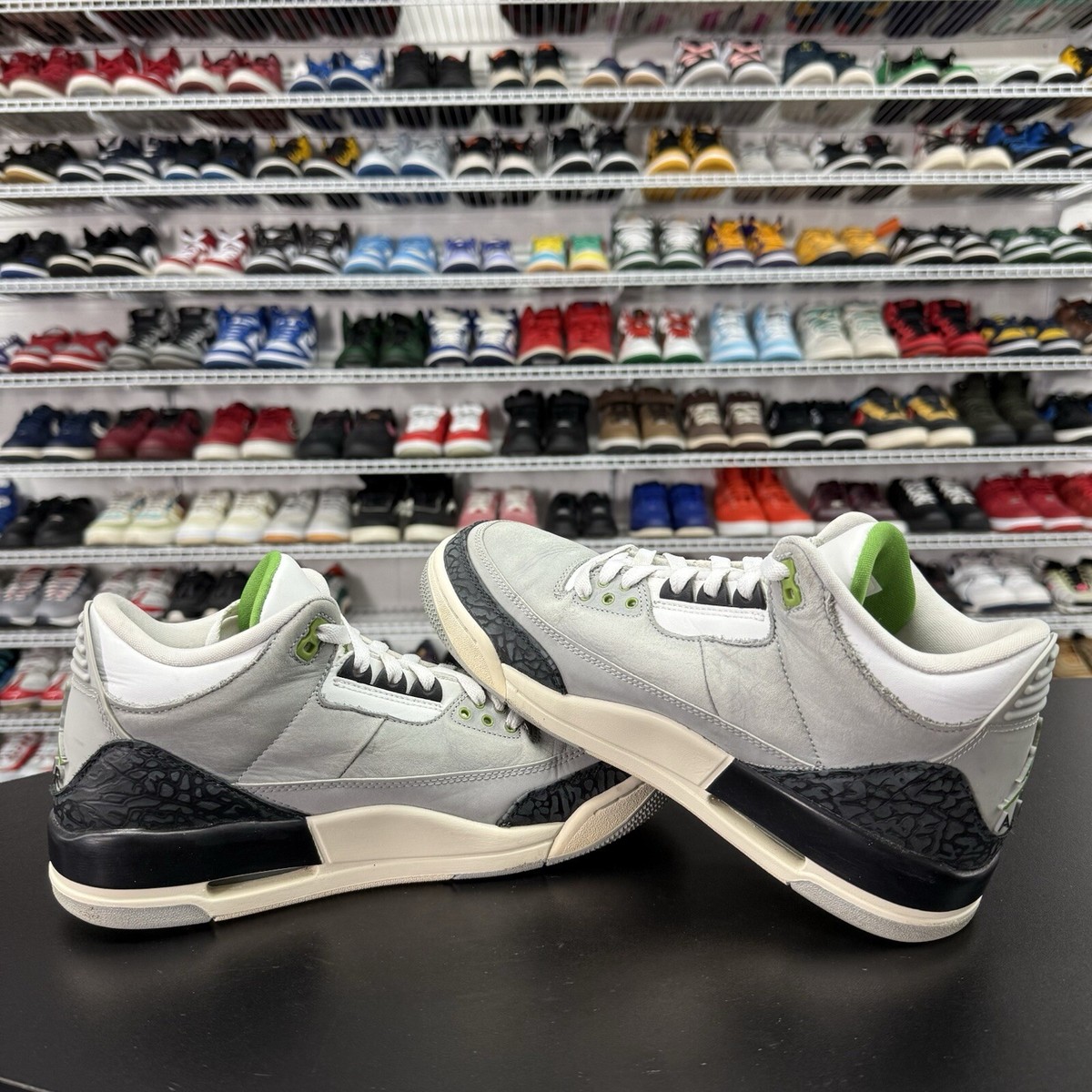 jordan 3 chlorophyll on feet