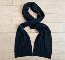 Mario Barutti Men's Cable Knit Scarf Black Acrylic Wool Blend 193 X 21 cm VGC
