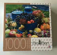 Big Ben Colorful Harvest Time 1000 piece MB puzzle 27"x 20" Complete