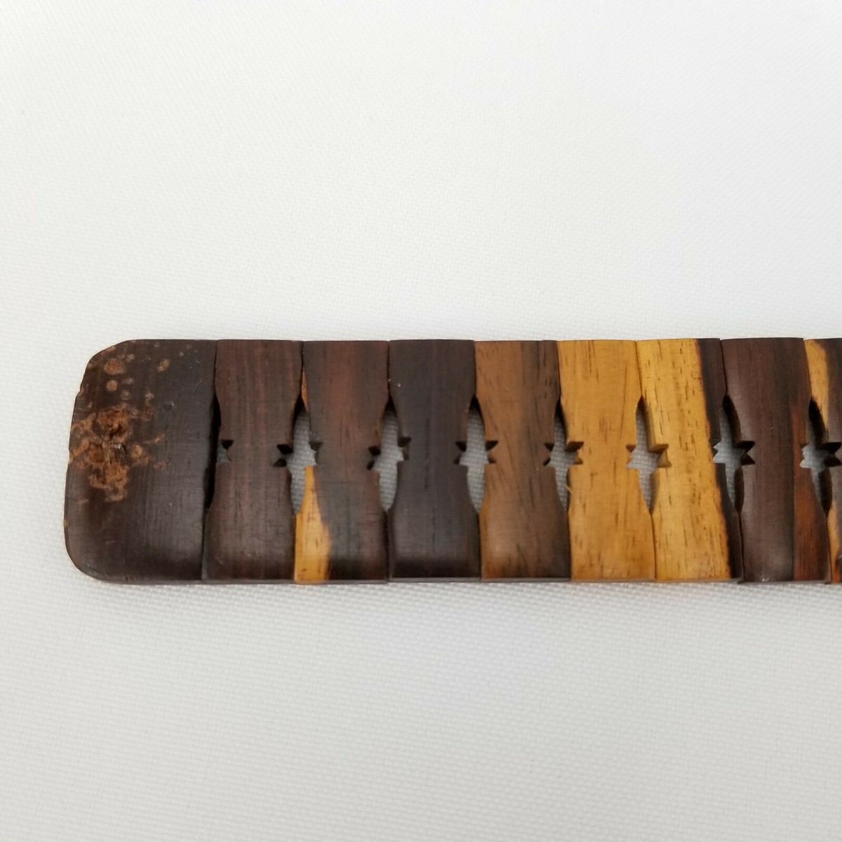 Vintage Exotic Wood Link Belt Wooden Tiles Segmented \'90s Handmade Woodgrain VTG Hand Painted Wooden Tile Belt: Vintage Mexican Folk Art  main image 3