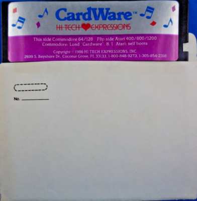ATARI XL/XE & COMMODORE 64/128 -- CARDWARE (HI TECH EXPRESSIONS - DISK)